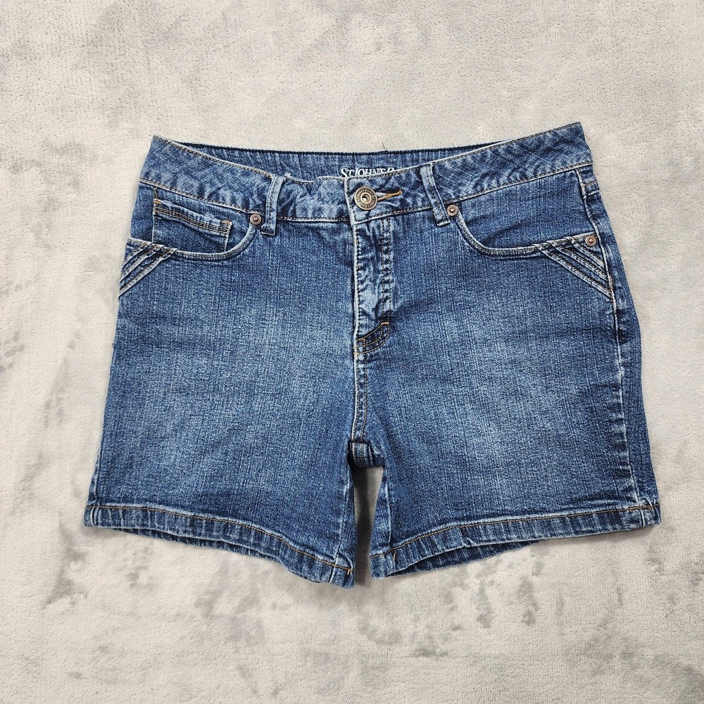 St. John's‎ Bay Shorts Womens 4 Blue Denim Jorts Classic 5 Pocket Stretch Casual